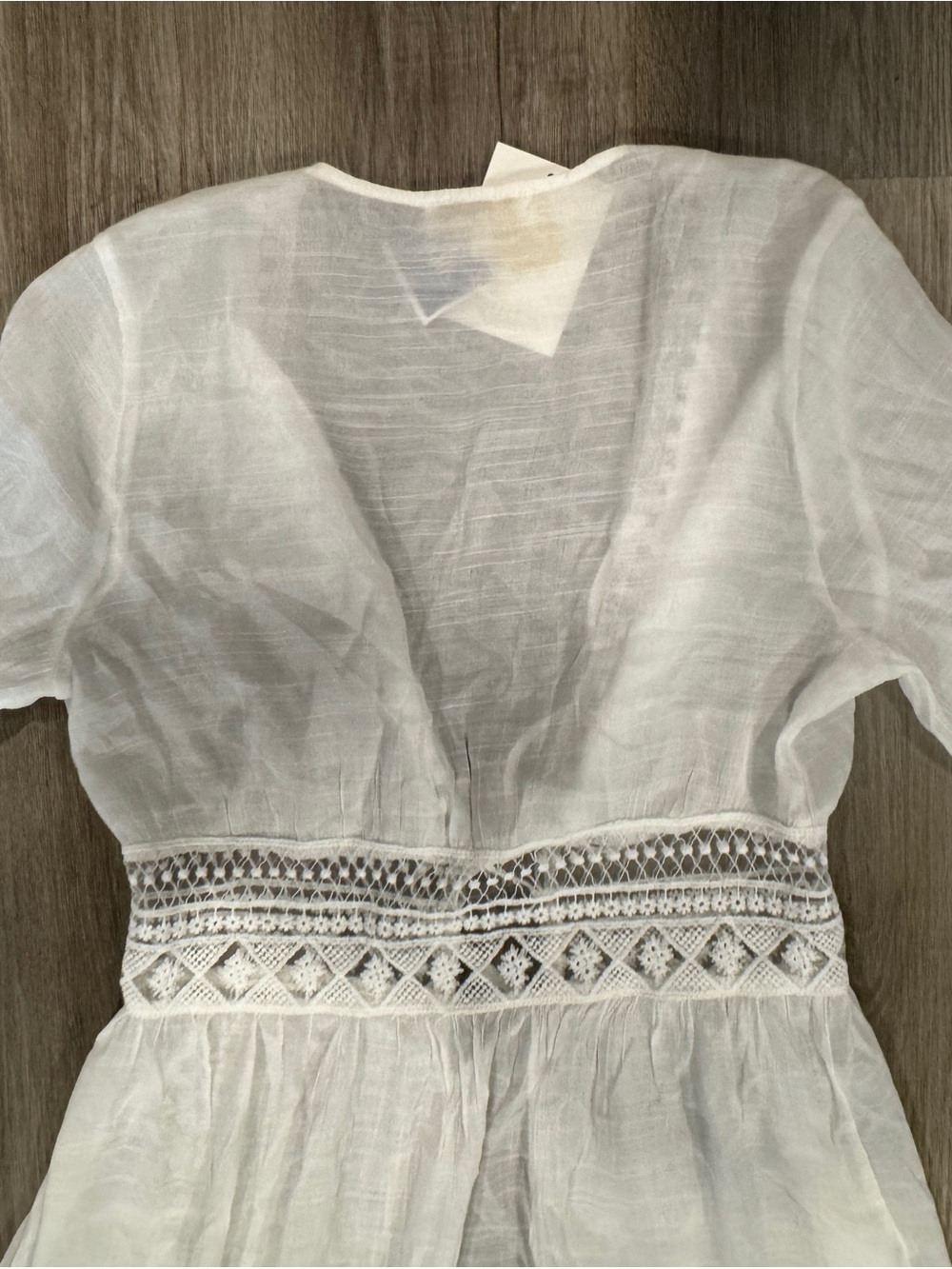 White Sheet Embroidered Tie-Waist Duster or Bathing Suit Cover - Picture 10 of 10